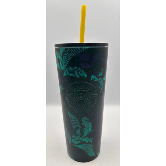 Starbucks Stainless Steel Tumbler Emerald & Jade Floral Blossom 2020 - 24oz - Picture 2 of 5